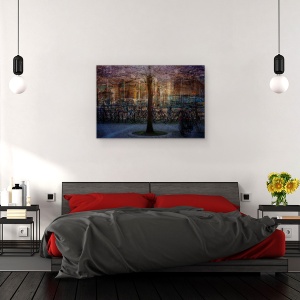 Tablou canvas - Piesa Centrala, Strada, Copac, Copac Singuratic, Biciclete, 60 x 90 cm - Img 3