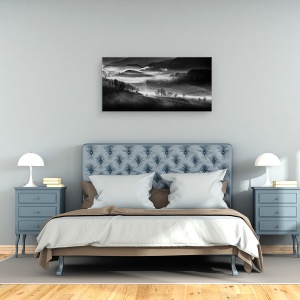 Tablou canvas - Plimbare De Dimineata, Peisaj, Alb-Negru, Drum, Mod, Cale, 50 x 100 cm - Img 3