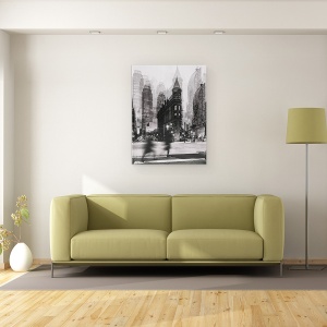 Tablou canvas - Plimbare, Gooderham, Cladirea Flatiron, Alb-Negru, 50 x 70 cm - Img 2