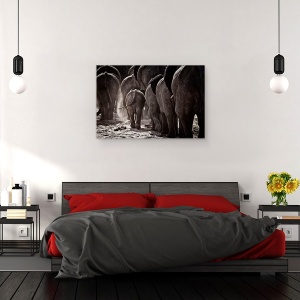 Tablou canvas - Plimbare Spre Casa, Elefant, Africa, Mers Pe Jos, Salbatic, Copil, 60 x 90 cm - Img 3