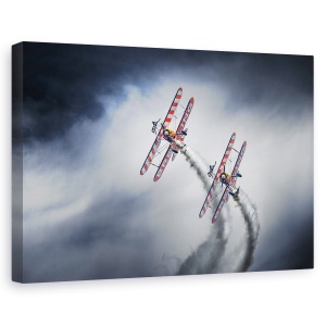 Tablou canvas - Plimbari Cu Aripa, Actiune, Elice, Avioane Cu Elice, Airshow, Fum, 60 x 90 cm