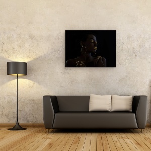 Tablou canvas - Portret, Auriu, Portret, Make Up, Machiaj, 50 x 70 cm - Img 2