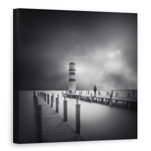 Tablou canvas - Punct De Vedere, Peisaj, Alb-Negru, Poveste, Soare, 90 x 90 cm