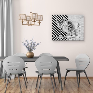 Tablou canvas - Puncte Si Dungi, Ochelari, Model, Dungi, Zebra, Alb-Negru, 60 x 75 cm - Img 4