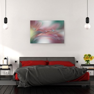 Tablou canvas - Raza de Soare, Floare, Flora, Floral, Macro, Cadere, Picaturi, 60 x 90 cm - Img 3