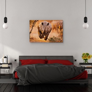 Tablou canvas - Rhino invata sa zboare, Nature, Rinocer, Apus De Soare, Putere, 60 x 90 cm - Img 3