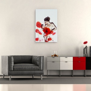 Tablou canvas - Rosu, Maci, Romantism, Dragoste, 40 x 60 cm - Img 2