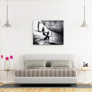 Tablou canvas - Santierul Naval Dacca, Documentar, Alb-Negru, Elice, Vapor, Constructie, 60 x 75 cm - Img 3