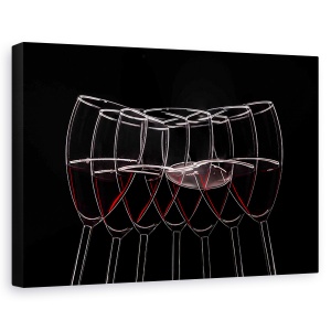 Tablou canvas - Sapte Pahare, Rosu, Vin, Lumina De Fundal, Noroc, Merlot, 60 x 90 cm