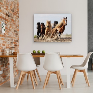 Tablou Canvas - Sasele Norocos, Cal, Actiune, Animale, Putere, Viteza, 60 x 80 cm - Img 4