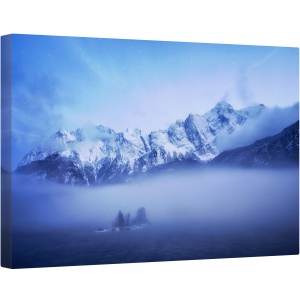 Tablou canvas - Seara de Iarna, Munte, Munti, Varfuri Inzapezite, Varfuri, Ceata, Abur, 60 x 90 cm