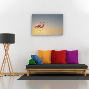 Tablou canvas - Serenitate II, Flori, Flamingo, Apa, Rosu, 60 x 90 cm - Img 2