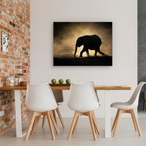 Tablou canvas - Silueta, Elefant, Praf, Africa, Animale, Natura, 50 x 70 cm - Img 4
