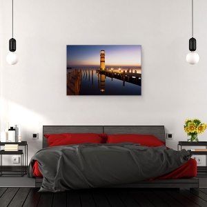 Tablou canvas - Silueta Farului, Peisaj, Apa, Calm, Noapte, 60 x 90 cm - Img 3
