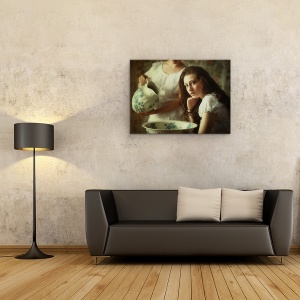 Tablou canvas - Spalarea Parului, Portret, Vintage, Retro, Portelan, Tonifiat, 50 x 70 cm - Img 2