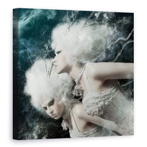 Tablou canvas - Spirite Ale Campului De Iarna, Portret, Corset, Corn, Ramura, Alb, 90 x 90 cm
