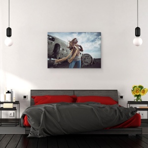 Tablou canvas - Stare De Spirit Vantoasa, Islanda, Calatorie, Model, Avion, Fata, 80 x 120 cm - Img 3