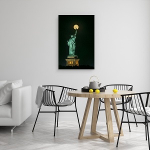 Tablou canvas - Statuia Libertatii, Luna Plina, Libertate, 40 x 60 cm - Img 4