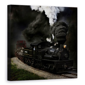 Tablou canvas - Sufla In Fluier, Abur, Tren, Fum, Feroviar, Cale Ferata, 90 x 90 cm