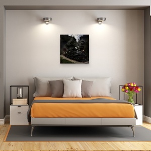 Tablou canvas - Sufla In Fluier, Abur, Tren, Fum, Feroviar, Cale Ferata, 90 x 90 cm - Img 3