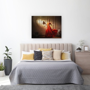 Tablou canvas - Tango, Rochie, Moda, Rosu, Femeie, Doamna, 50 x 70 cm - Img 3