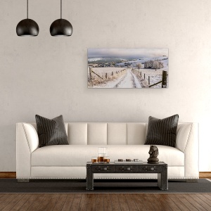 Tablou canvas - Tara Minunilor De Iarna, Drum, Mod, Peisaj, Iarna, Gard, 50 x 100 cm - Img 2