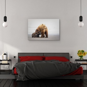 Tablou canvas - Timp pentru familie, Nature, Urs, Alaska, Hranire, 60 x 90 cm - Img 3