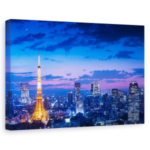 Tablou canvas - Tokyo - Vedere Nocturna, Noapte, Apus De Soare, Oras, Japonia, 60 x 90 cm