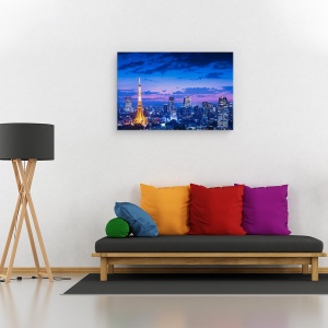 Tablou canvas - Tokyo - Vedere Nocturna, Noapte, Apus De Soare, Oras, Japonia, 80 x 120 cm - Img 2