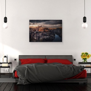 Tablou canvas - Toledo, Spania, Apus De Soare, Sat, Castel, 80 x 120 cm - Img 3