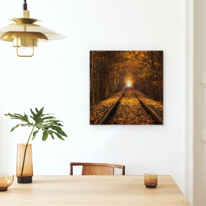 Tablou canvas - Tunelul Toamnei, Polonia, Lumina, Galben, 90 x 90 cm - Img 4