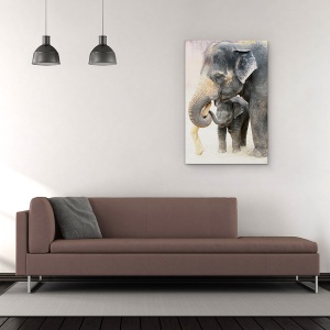 Tablou Canvas - Two, Elefant, Gradina Zoologica, Animale, Tineri, Baby, 60 x 90 cm - Img 2
