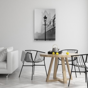 Tablou canvas - Un Pod Prea Indepartat, Arhitectura, Alb-Negru, Lampa Stradala, 40 x 60 cm - Img 4