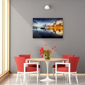 Tablou canvas - Un Timp Pentru Reflectie, Peisaj Marin, Rasarit De Soare, Golf, 40 x 60 cm - Img 4