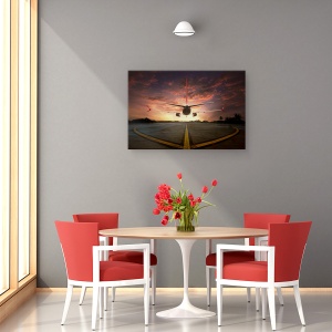 Tablou canvas - Urmarind Apusul, Aeronava, Avion, Aterizare, Transport, Aeroport, 60 x 90 cm - Img 4