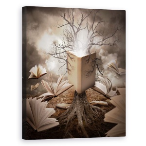 Tablou canvas - Vechea Carte De Povesti, Literatura, Copac, Intelepciune, 60 x 75 cm