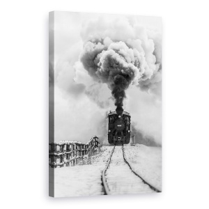 Tablou canvas - Vechiul Tren, Abur, Locomotiva, Motor, Fum, 40 x 60 cm