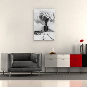Tablou canvas - Vechiul Tren, Abur, Locomotiva, Motor, Fum, 60 x 90 cm - Img 2