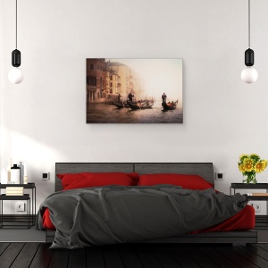 Tablou canvas - Venetia In Ceata, Gondole, Italia, Apa, 80 x 120 cm - Img 3