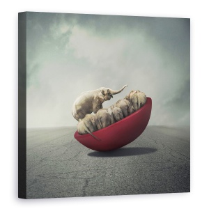 Tablou canvas - Viata Presupune Echilibru, Elefant, Castron, Greutate, 90 x 90 cm