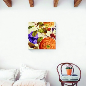 Tablou decorativ canvas vintage cu motive florale și frunze