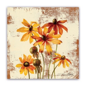 Tablou Canvas - Vintage, Floral, Galben, 60 x 60 cm