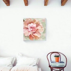 Tablou decorativ canvas vintage cu bujori roz 60x60 cm
