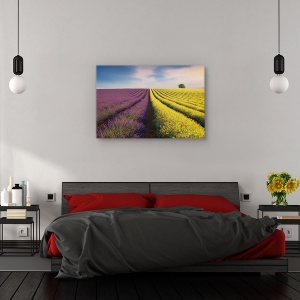 Tablou canvas - Violet si galben, Peisaj, Linii, Galben, Violet, 80 x 120 cm - Img 3