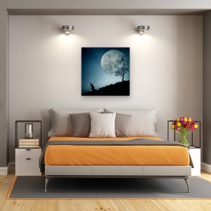 Tablou Canvas - Visatorul, Luna, Rotund, Cerc, Spatiu, 60 x 60 cm - Img 3