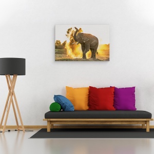 Tablou canvas - Zi Fierbinte, Elefanti, Praf, Fum, Animal, 40 x 60 cm - Img 2