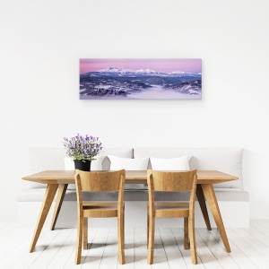 Tablou Canvas - Zori in Muntii Tatra, Panorama, Roz, Violet, 30 x 90 cm - Img 4