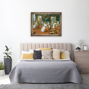 Tablou inramat - Abraham Teniers - Frizerie cu maimute si pisici, 70 x 90 cm - Img 3