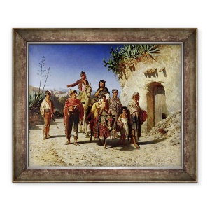 Tablou inramat - Achille Zo - O familie de tigani pe drum, 70 x 85 cm