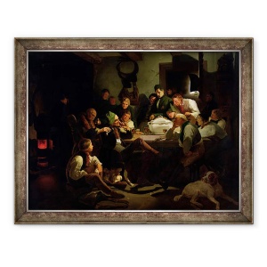 Tablou inramat - Adolf Schrodter - Munchhausen spune povestile sale de vanatoare, 60 x 80 cm